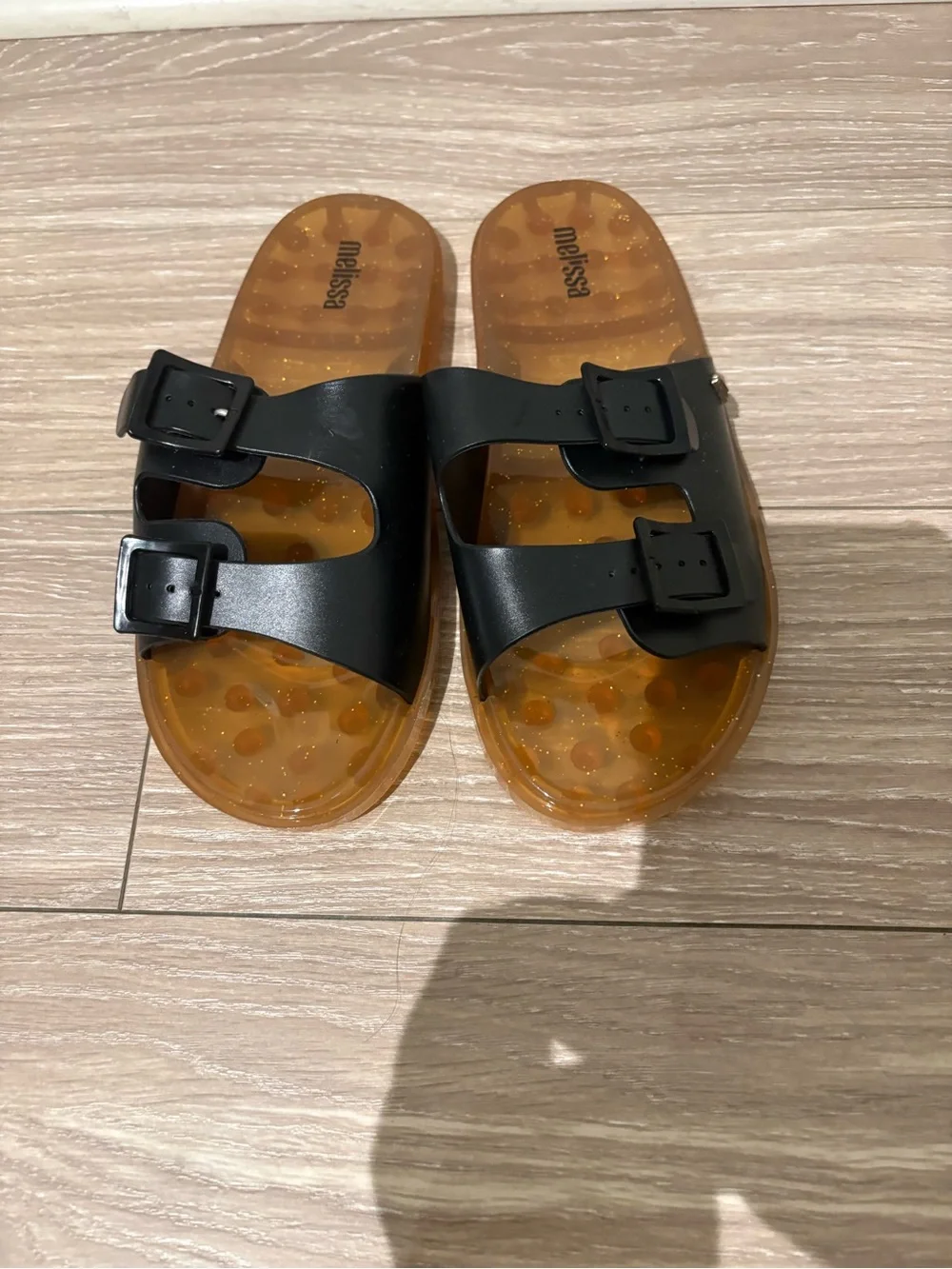 Melissa  Black Dual-Buckle Slide Sandals size 8
